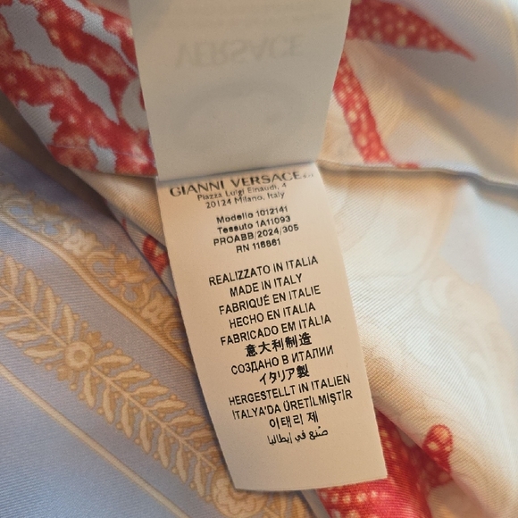 Versace Men's Coral Print Silk Shirt, 50, L, NWT - Picture 5 of 8